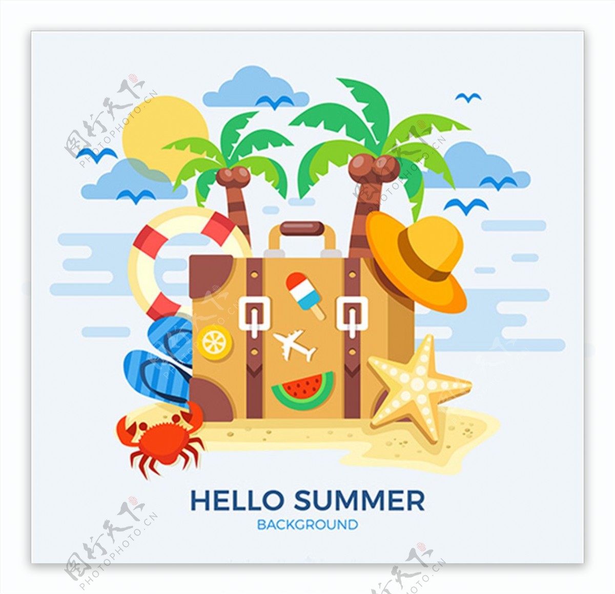 平面夏季渡假元素海报