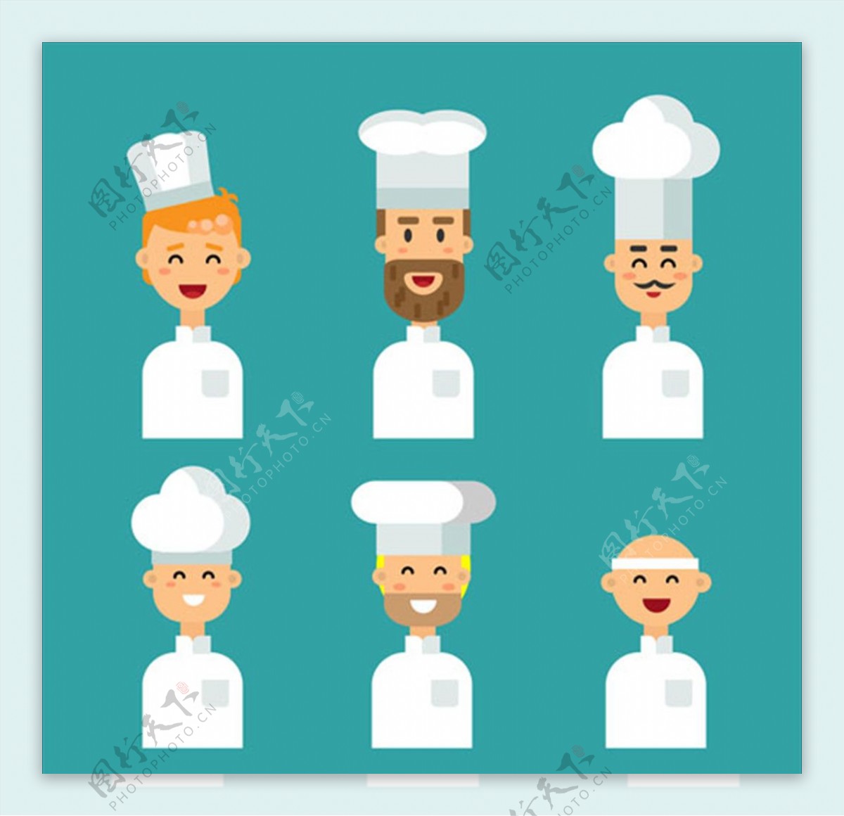 一组卡通的厨师形象