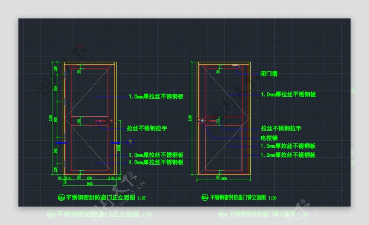 不锈钢防盗门cad