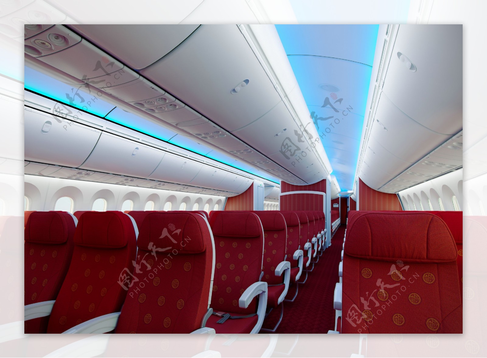 787飞机内饰3D效果图