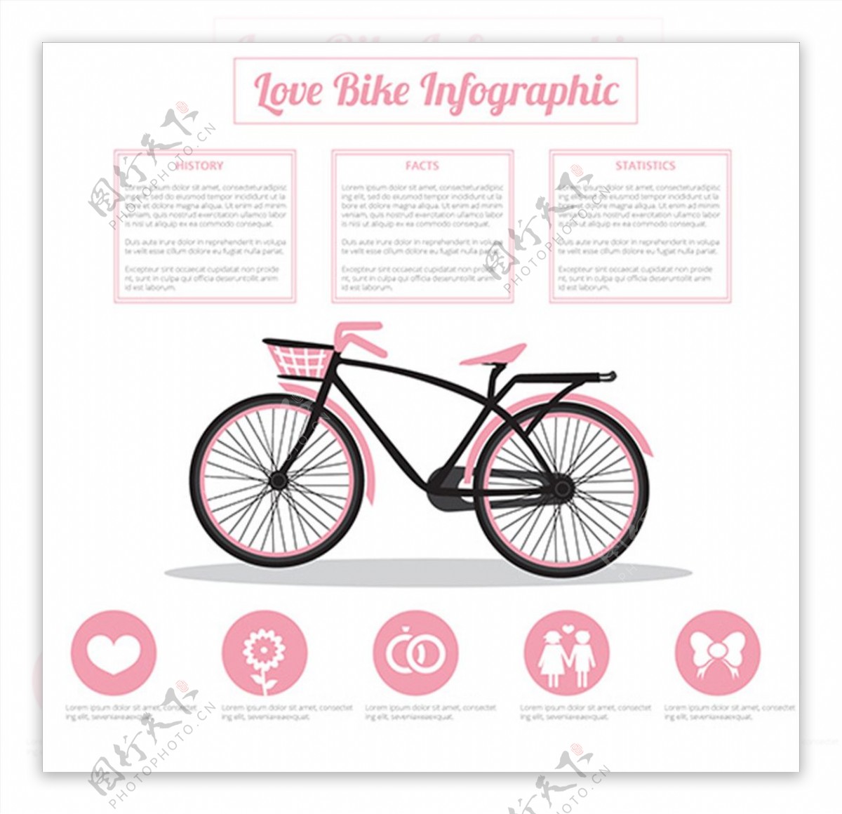 卡通自行车运动信息图表