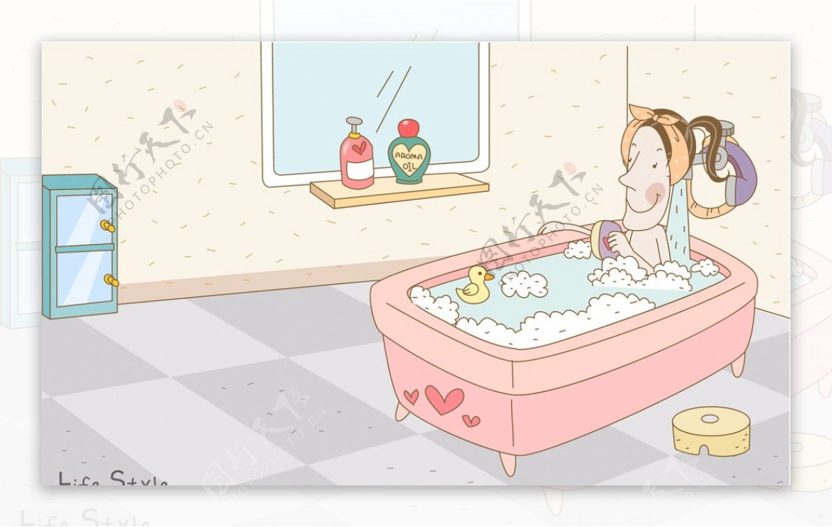 在浴缸里泡澡的女人