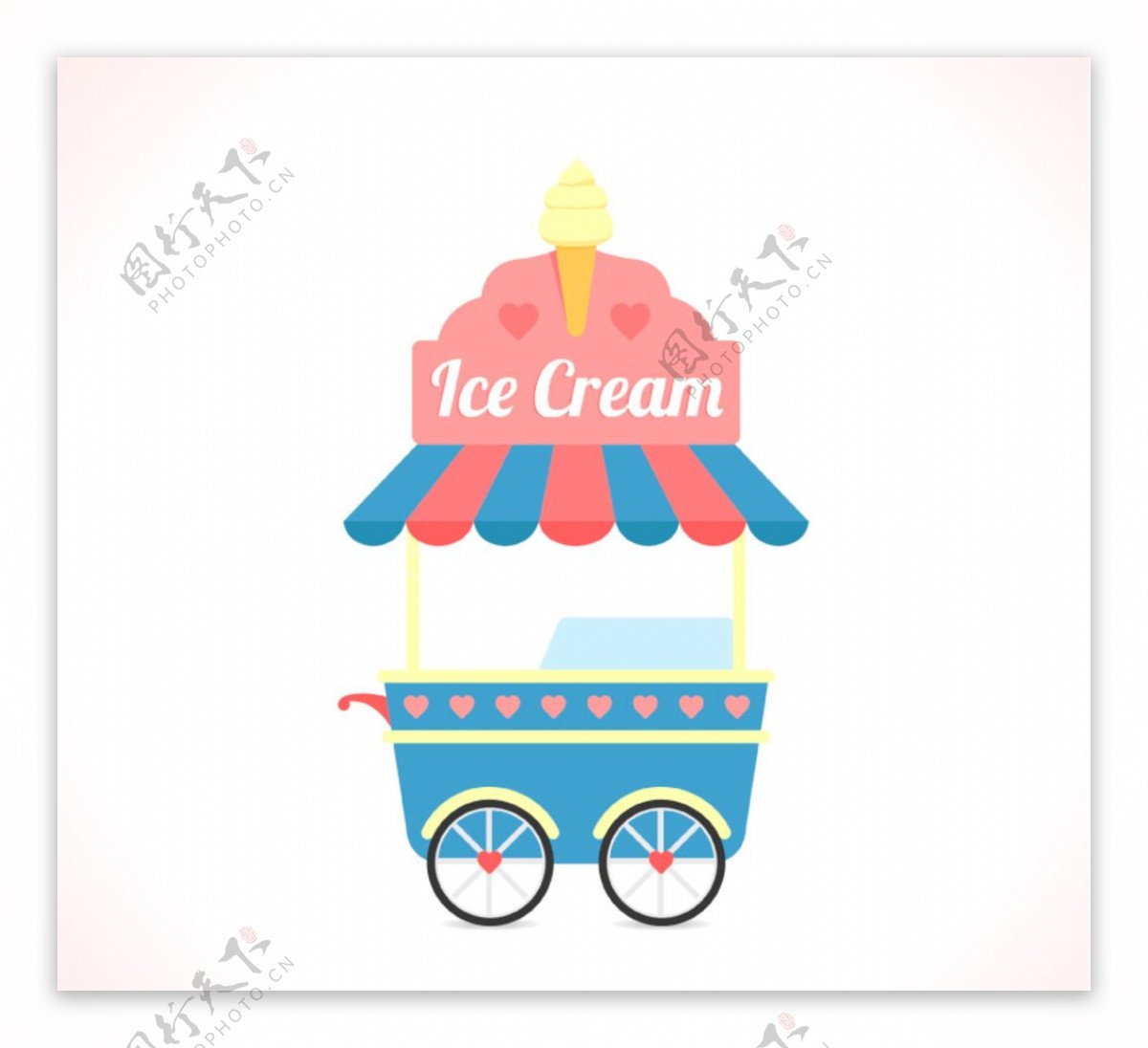 卡通冰淇淋车矢量素材