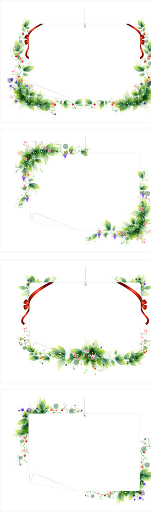 精美矢量绿叶边框背景素材