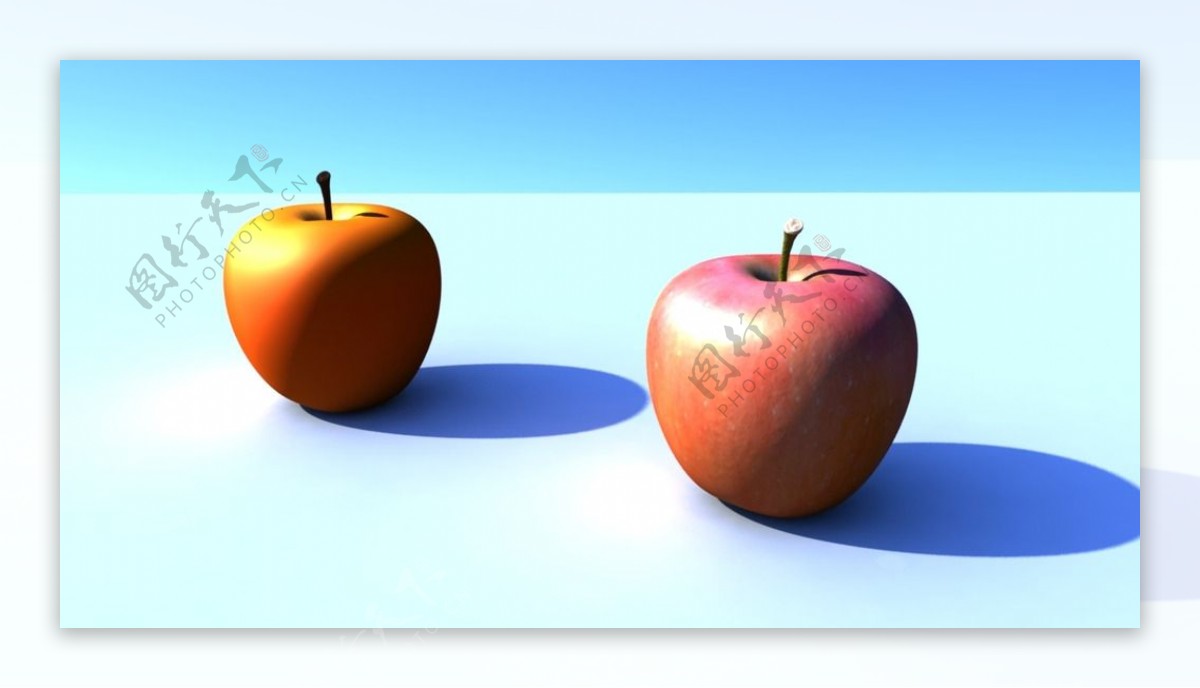 两个苹果maya3d模型渲染