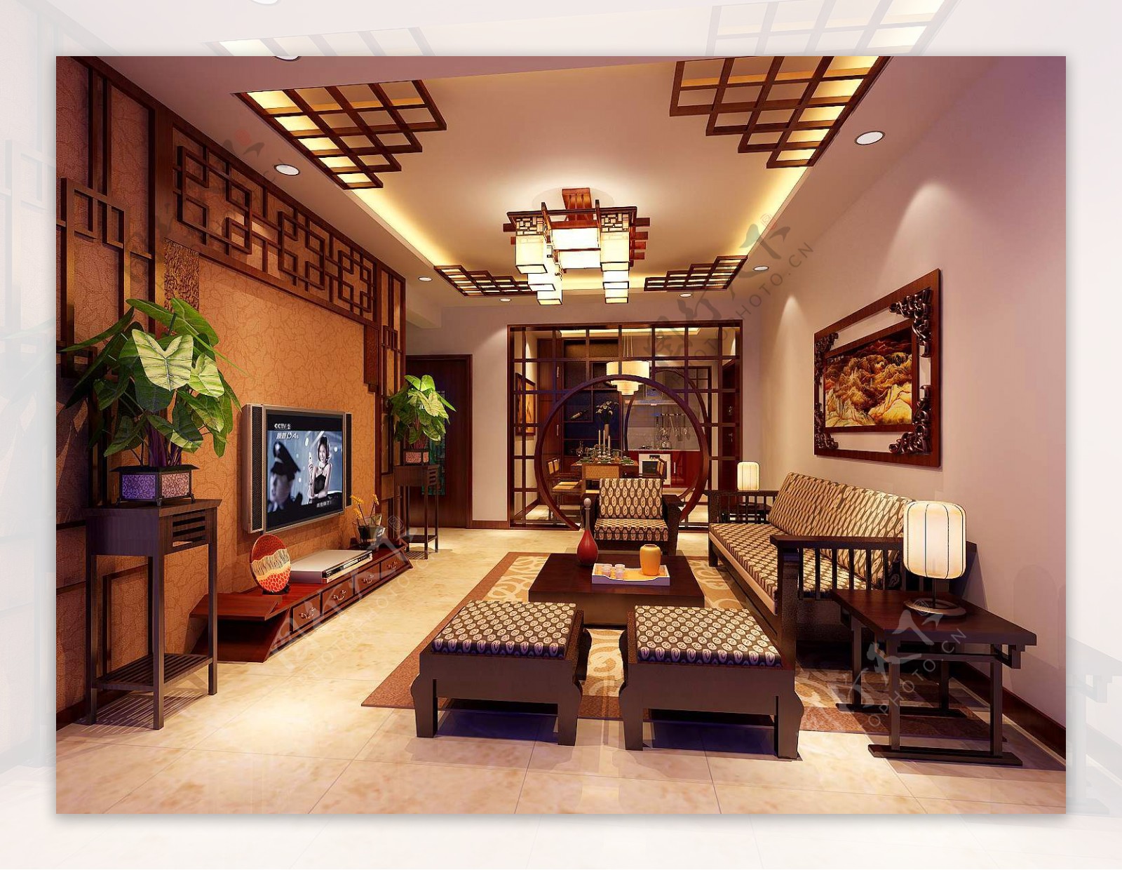 中式客厅设计效果图