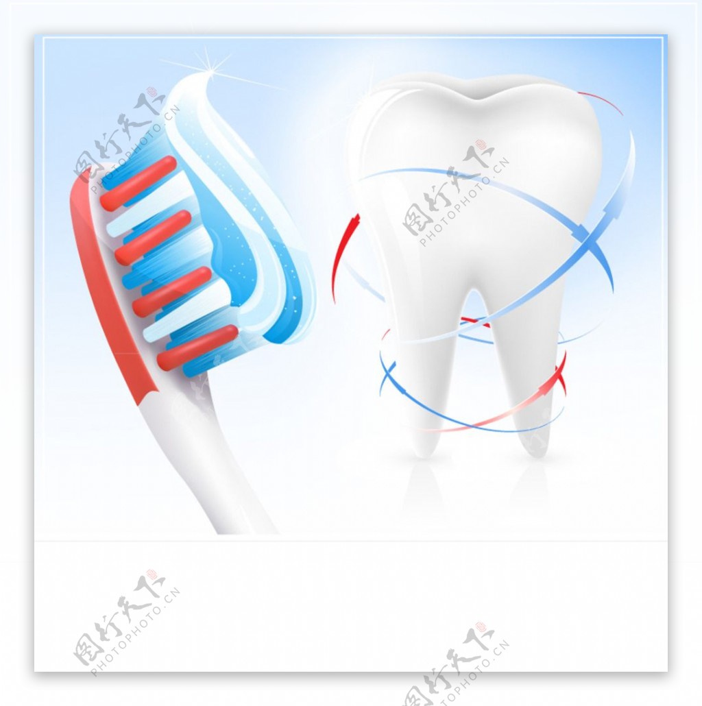 牙齿与牙刷设计矢量素材