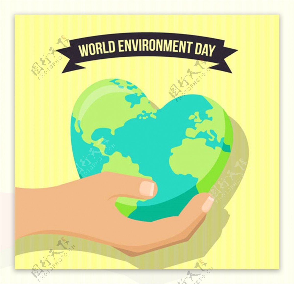 世界环境保护日心形地球海报