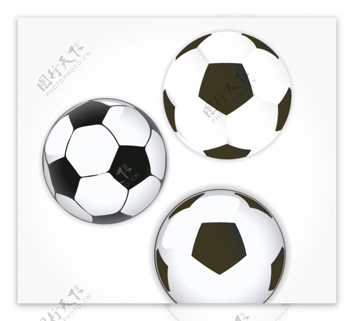 3款黑白足球设计矢量素材
