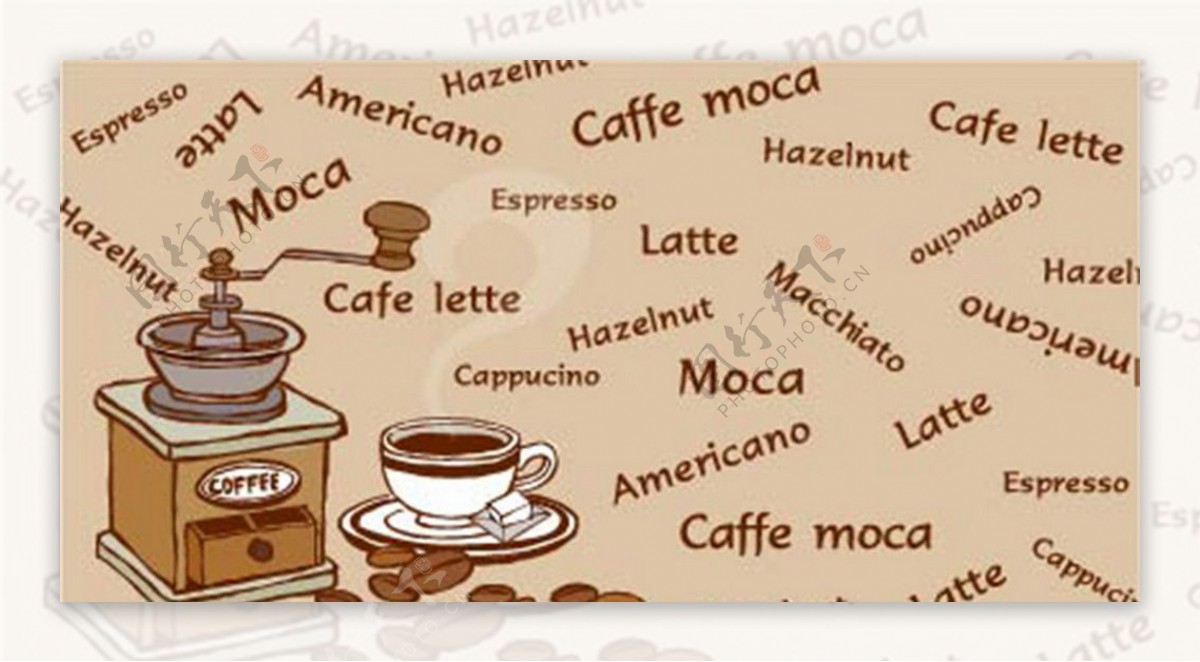卡通咖啡字母背景素材