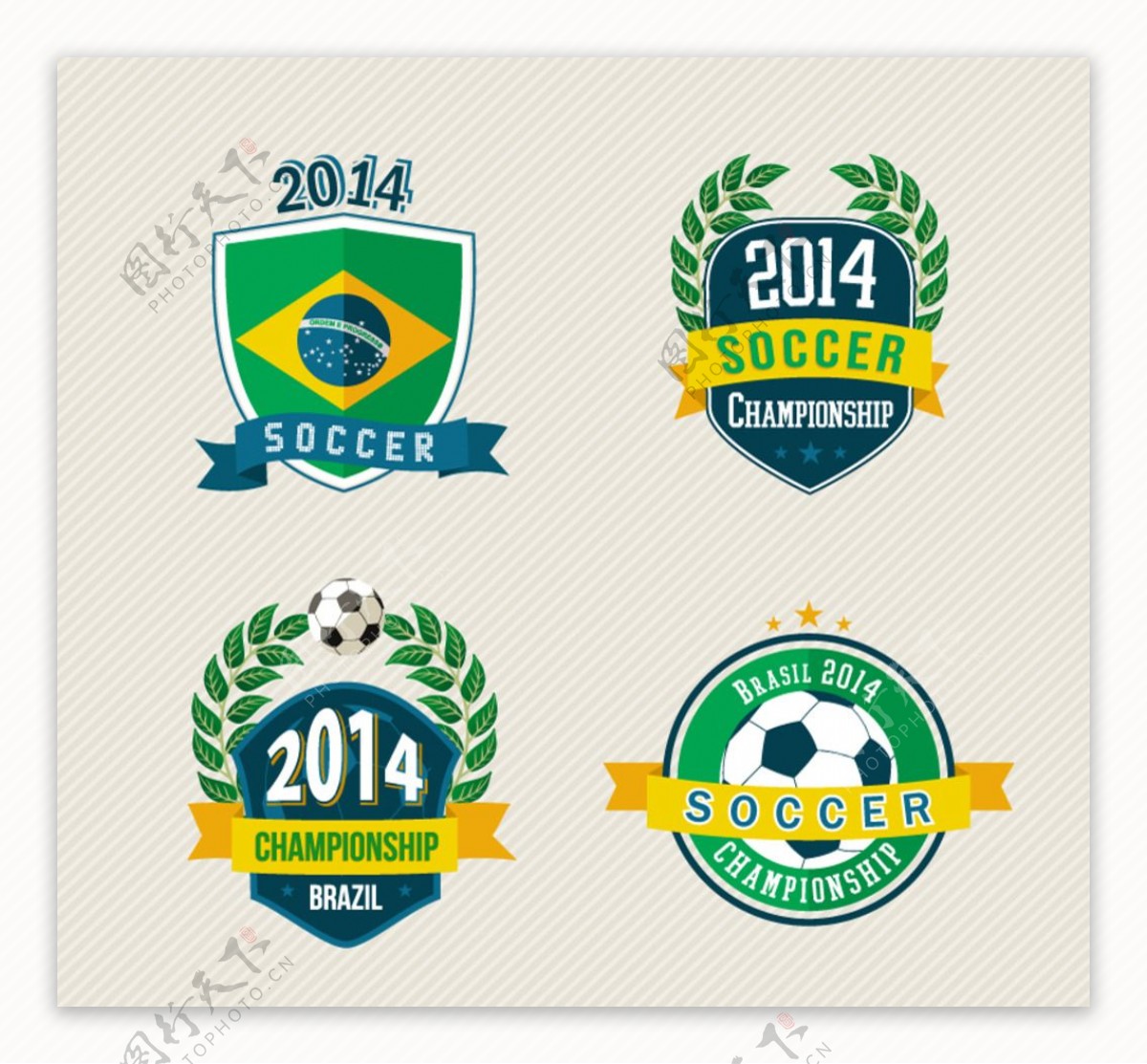 巴西足球世界杯标签矢量素材