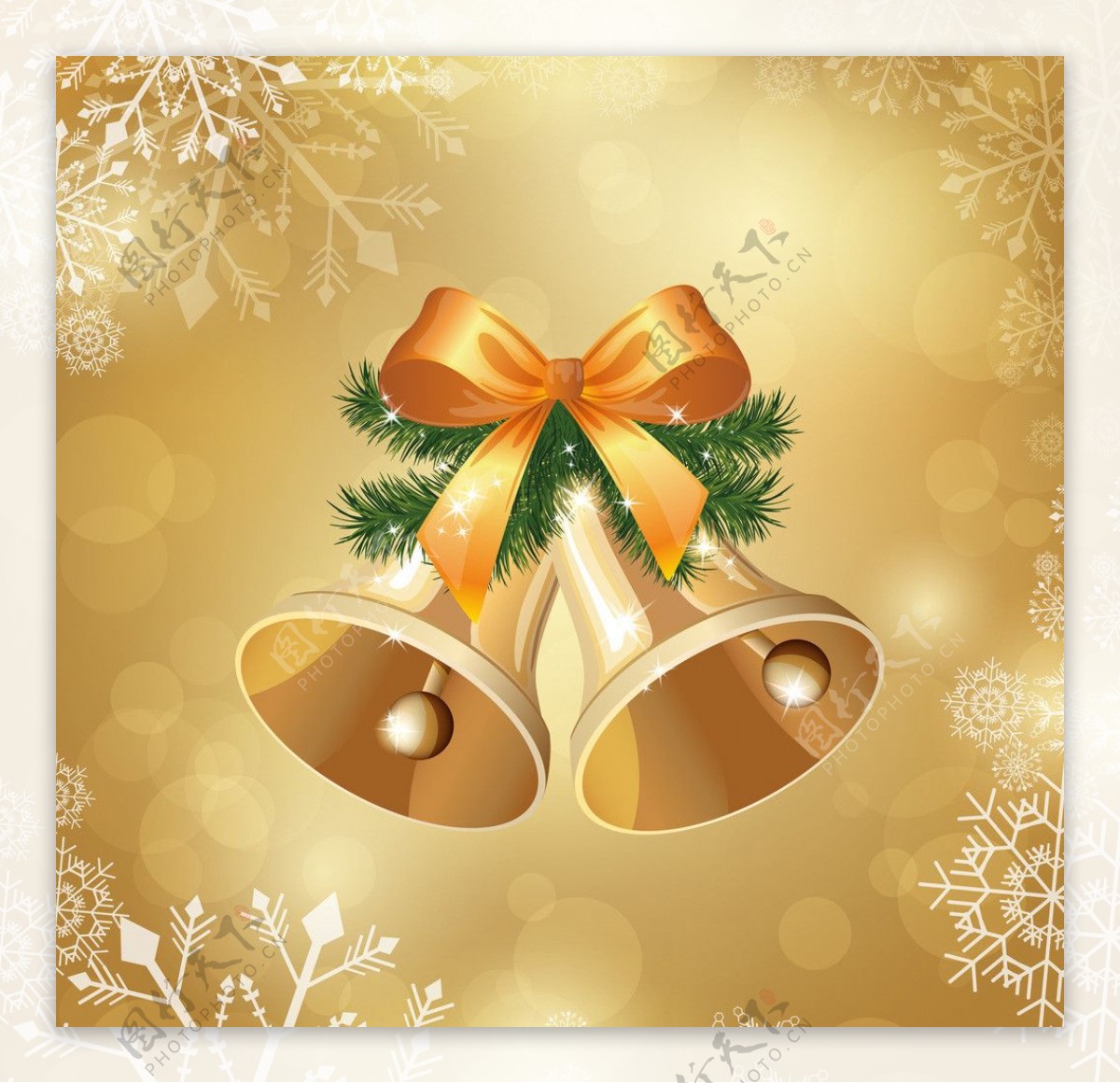金色铃铛圣诞背景