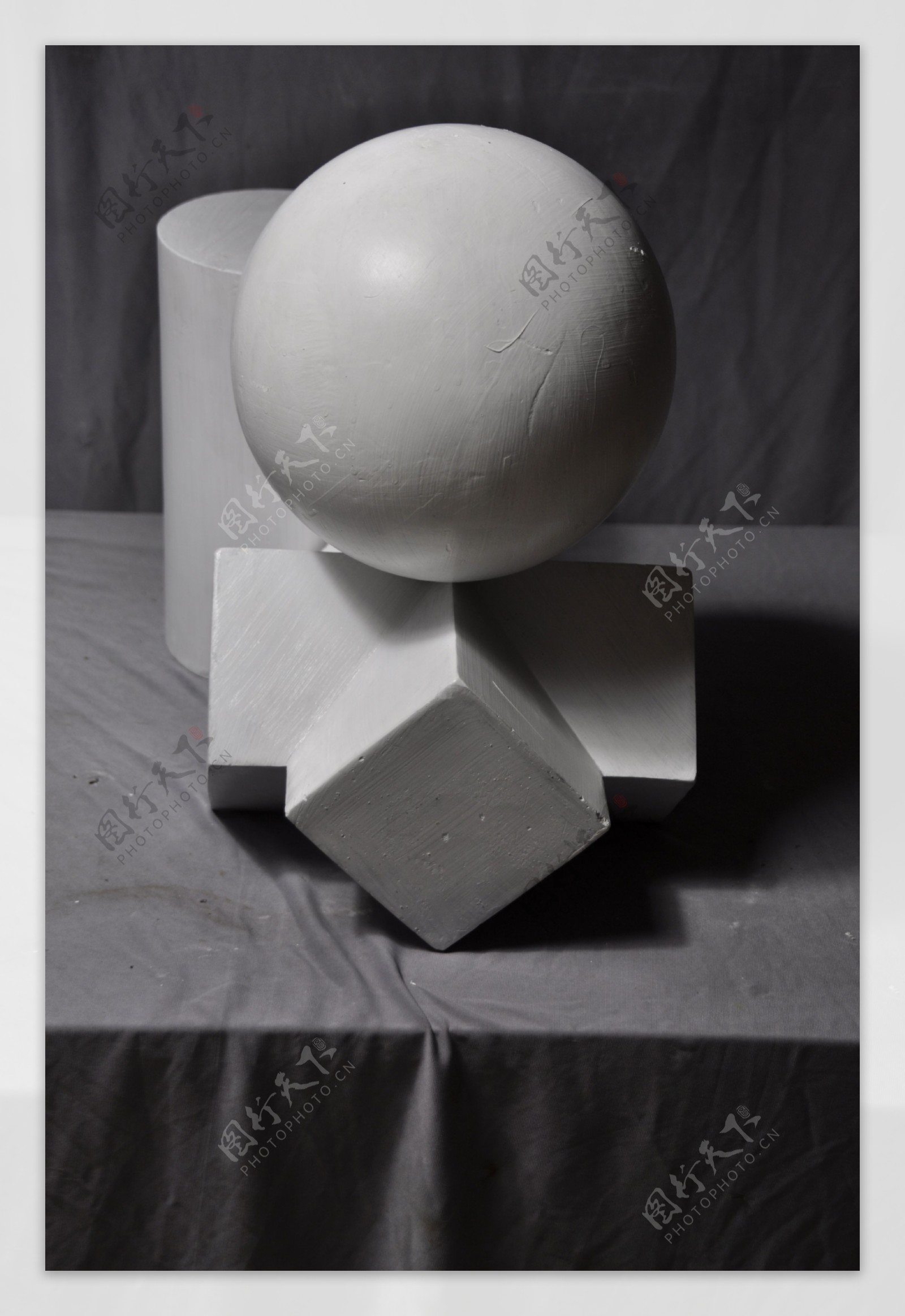 石膏几何体组合球体
