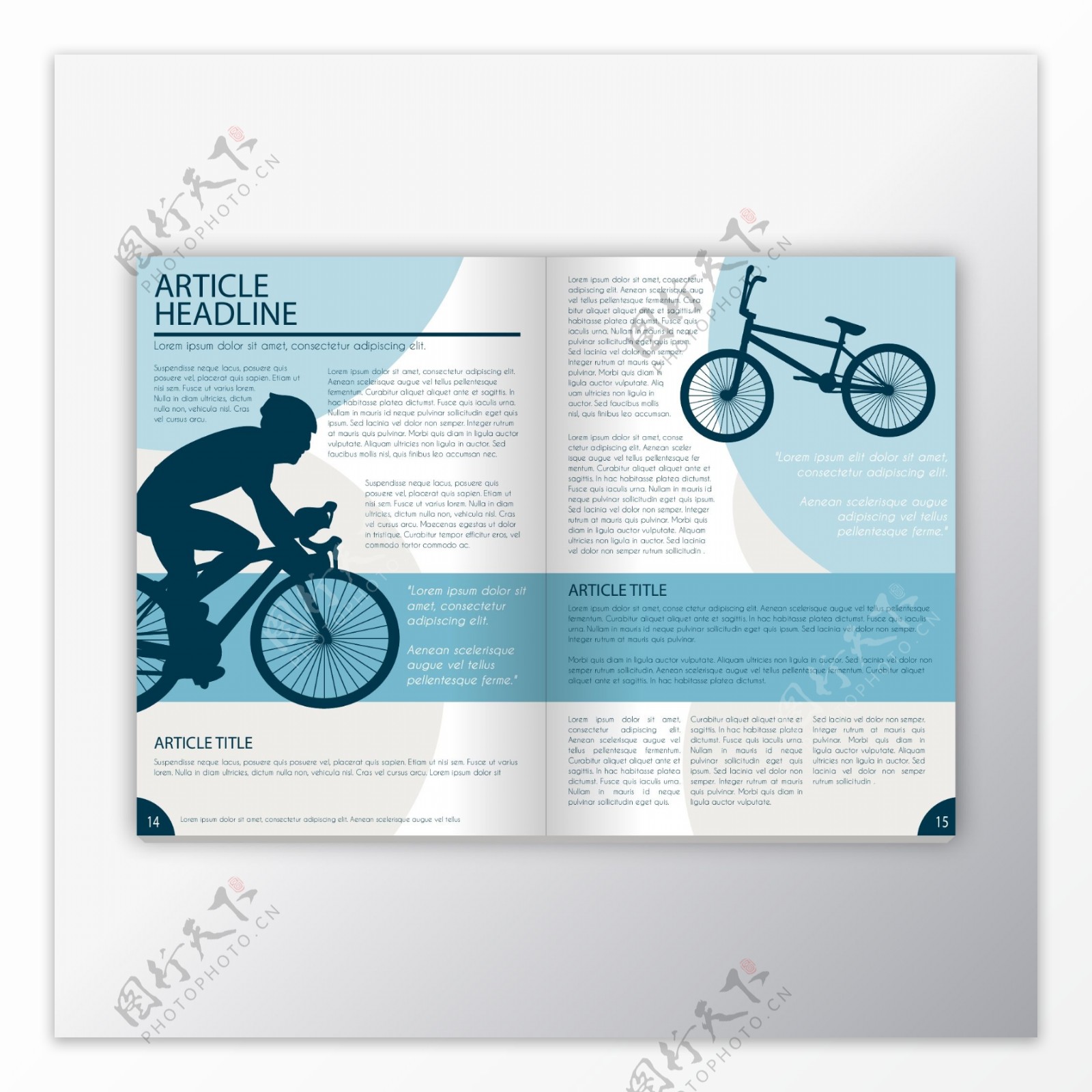 自行车轮廓杂志排版设计