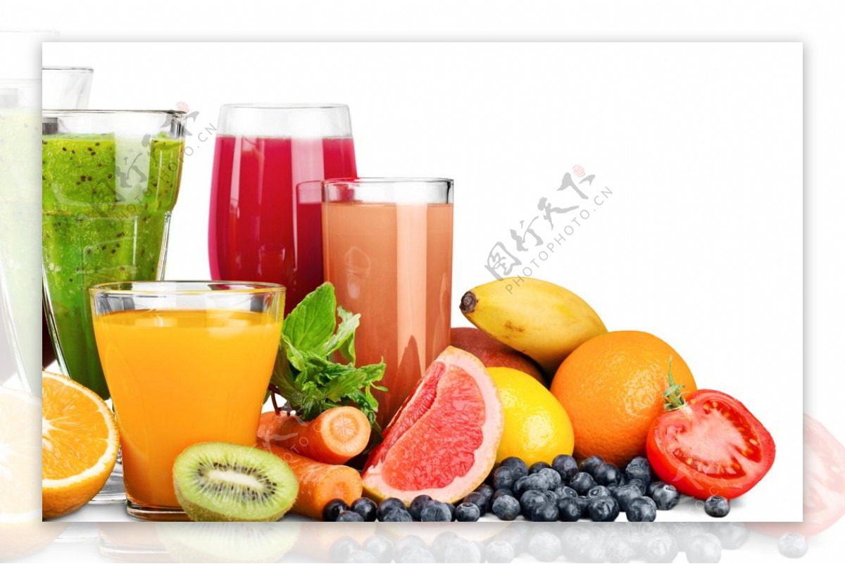 各种水果及水果汁