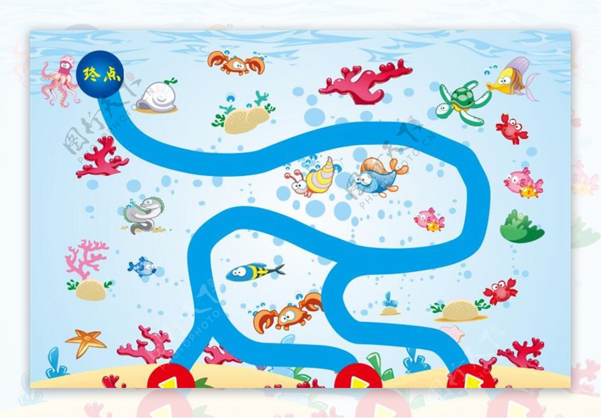 儿童卡通水下地图海洋游戏地图