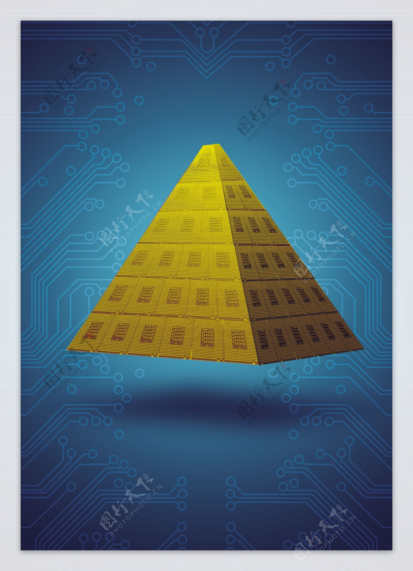 分层图用电路拼成的金字塔