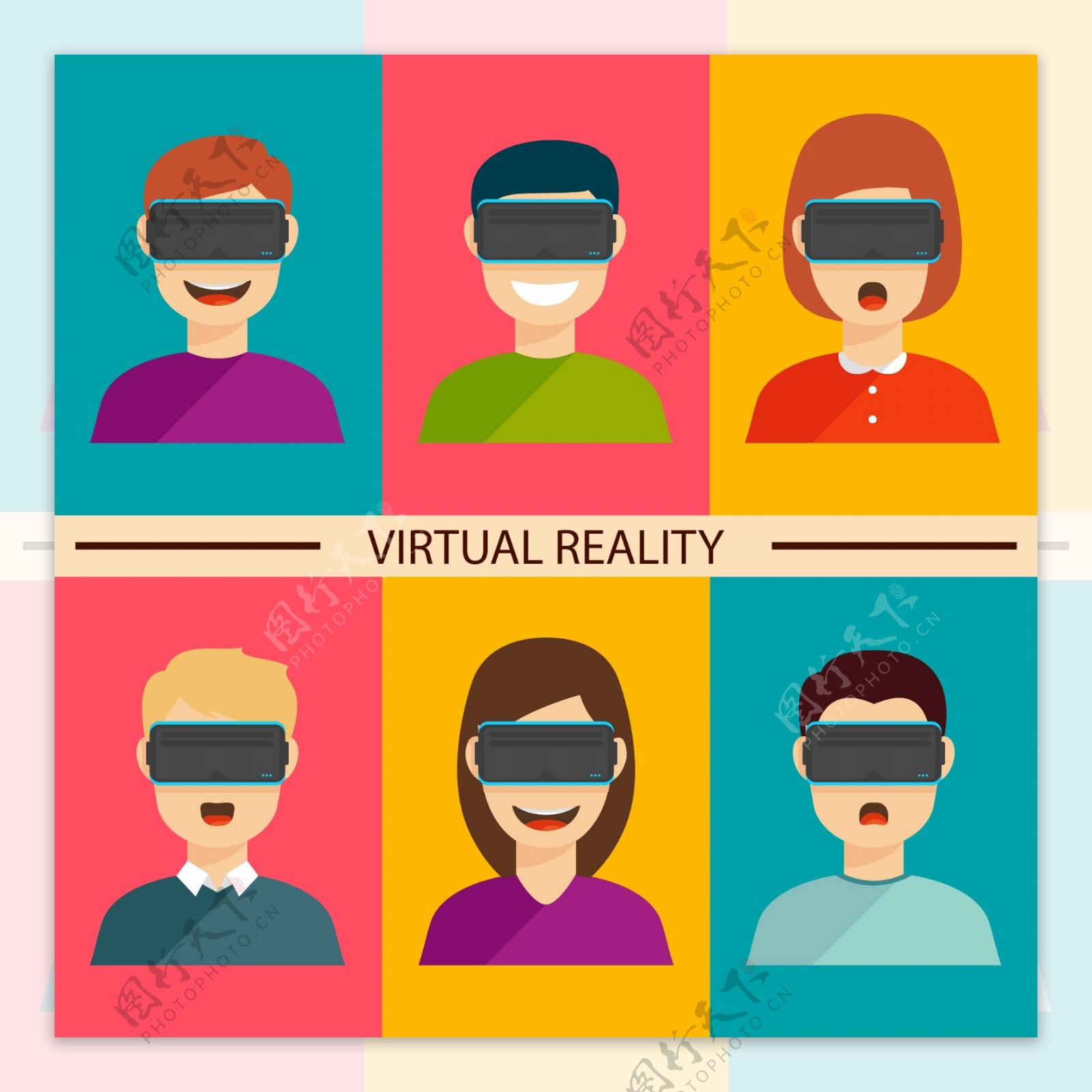 戴VR虚拟现实眼镜表情