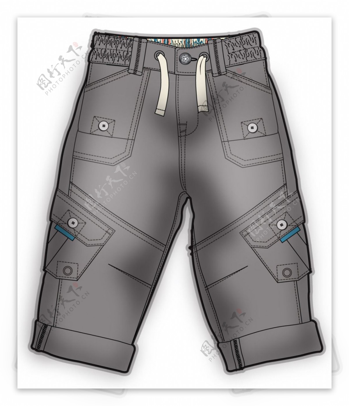 灰色休闲裤小男孩服装设计彩色图案