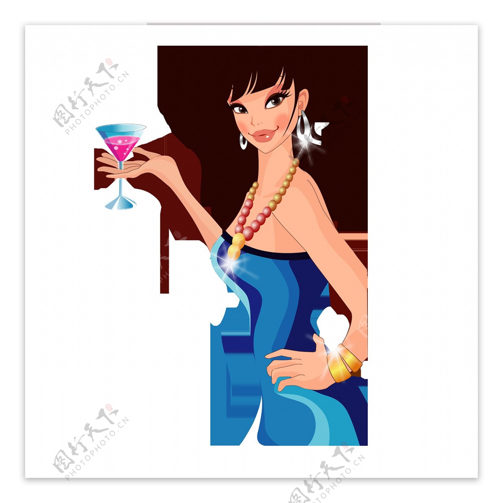 卡通可爱喝酒女孩png图片素材-编号33593141-图行天下