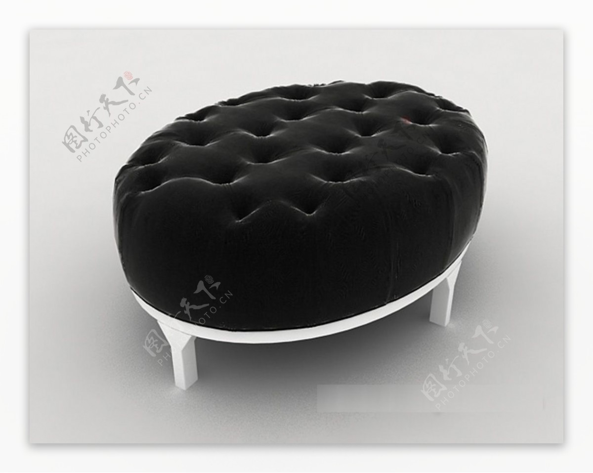 简欧黑色沙发凳3d模型下载