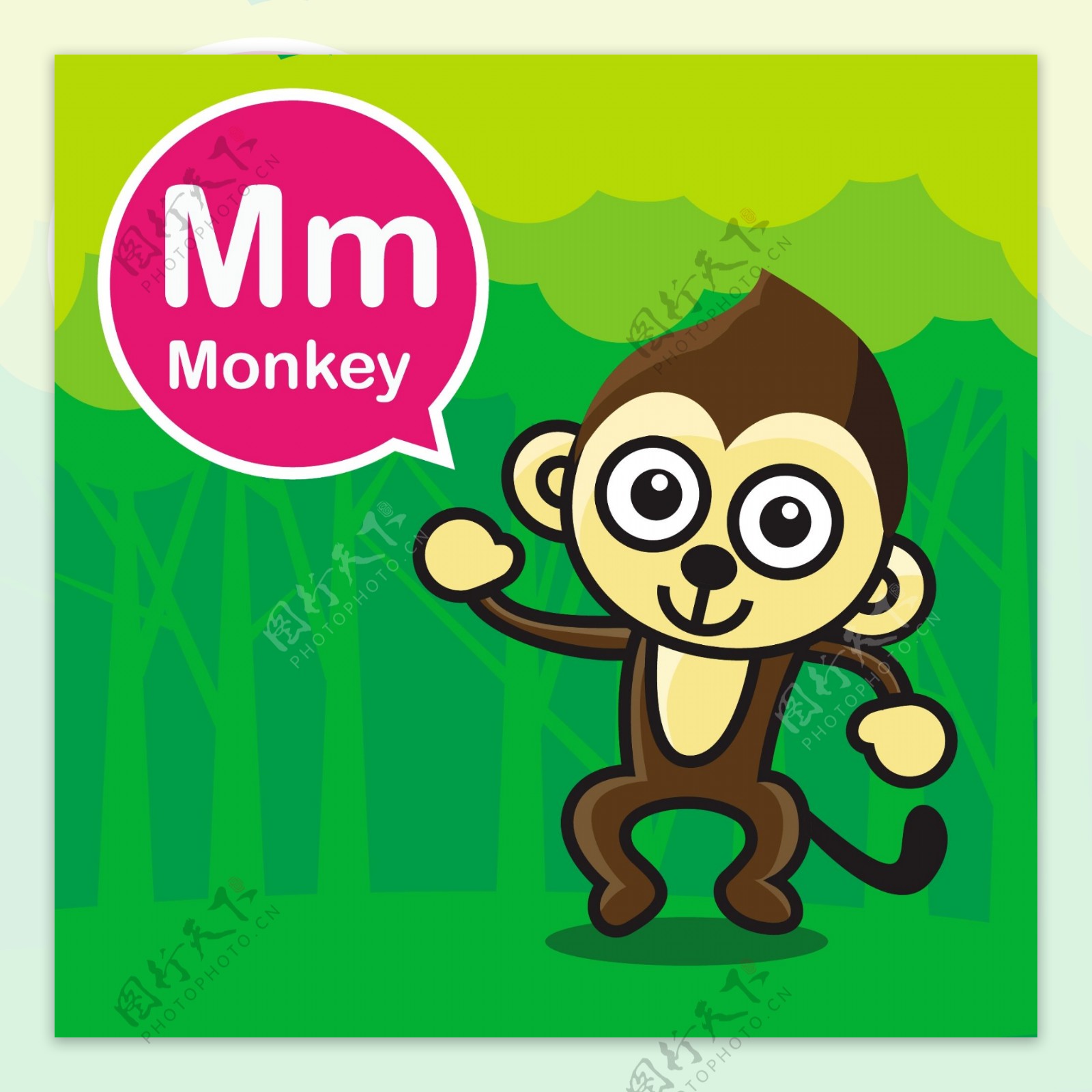 猴子卡通小动物矢量背景素材