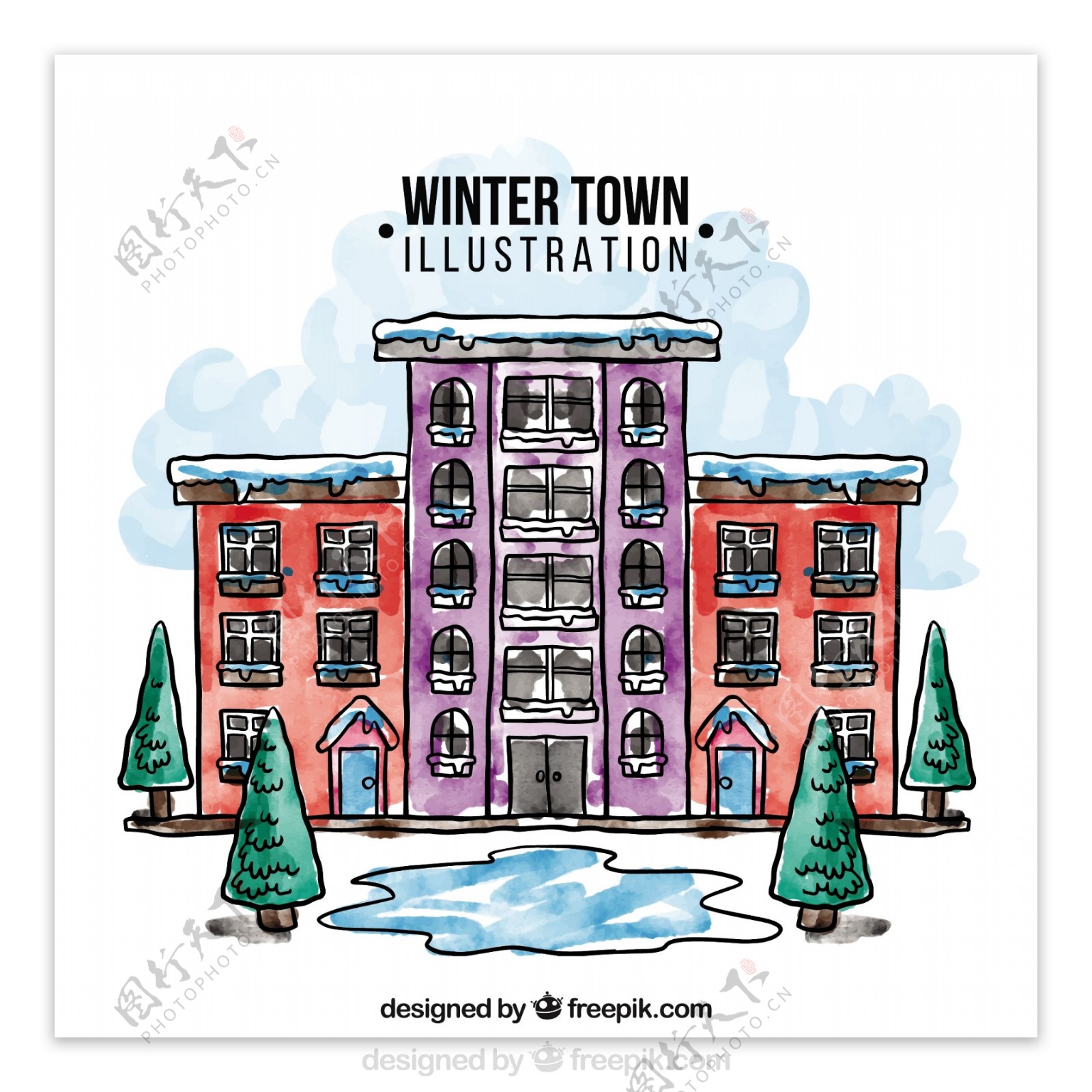 冬季城市的插图
