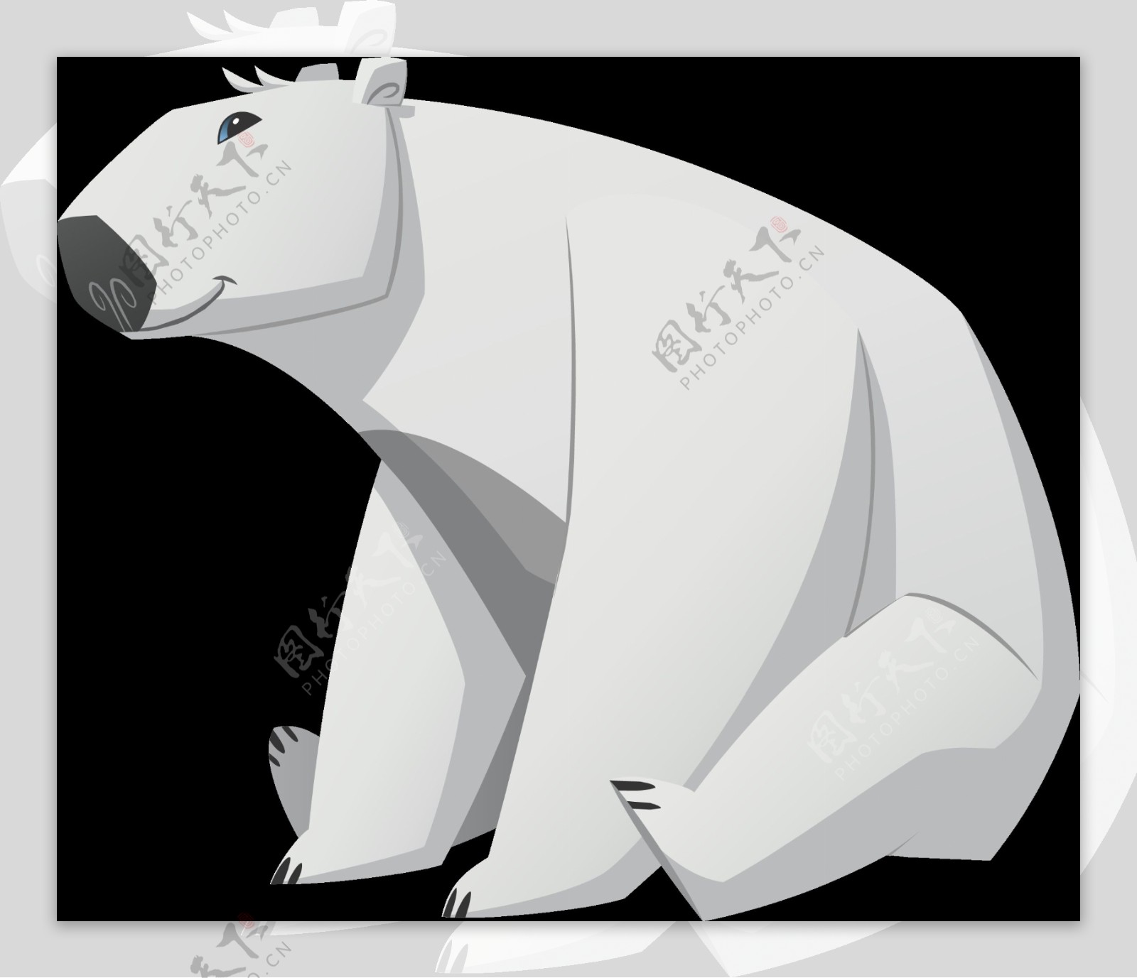 手绘白色北极熊免抠png透明图层素材