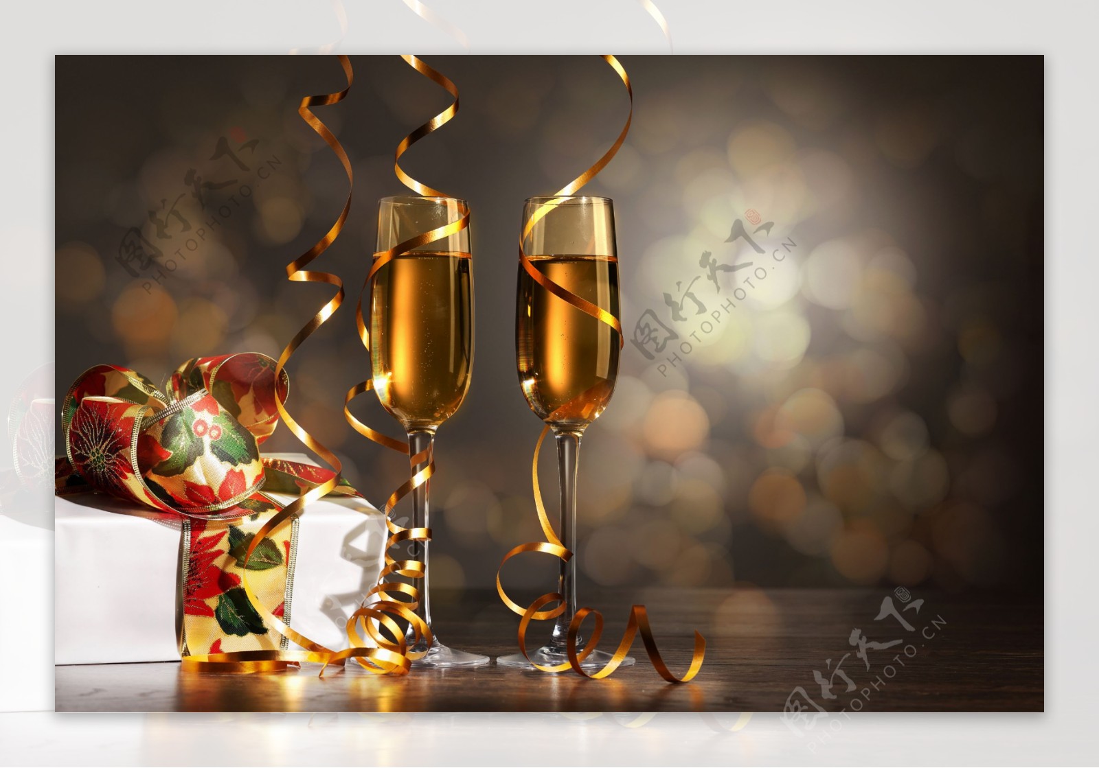 圣诞香槟光斑背景图片