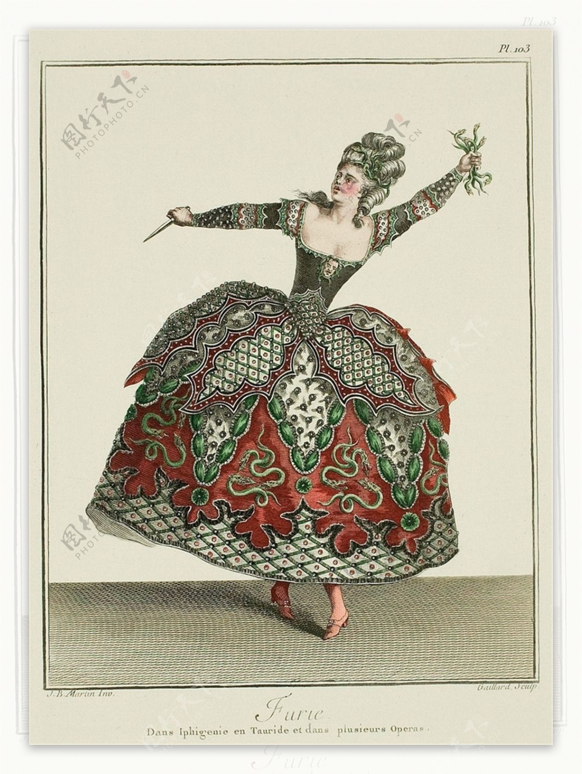 欧洲古典洛可可蓬蓬裙设计图