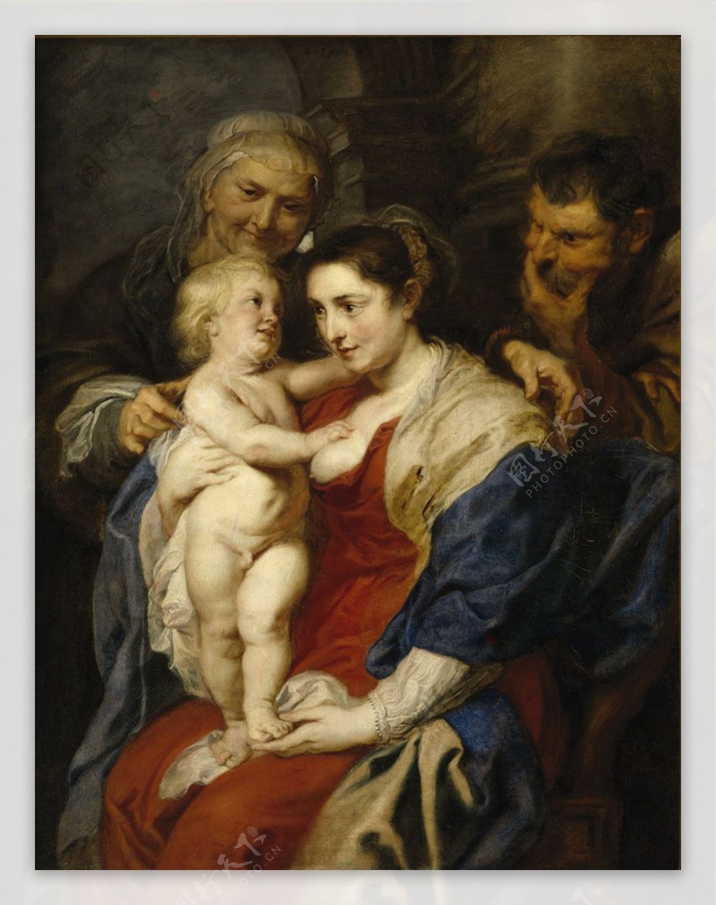 抱着婴儿的古代欧洲美女油画图片