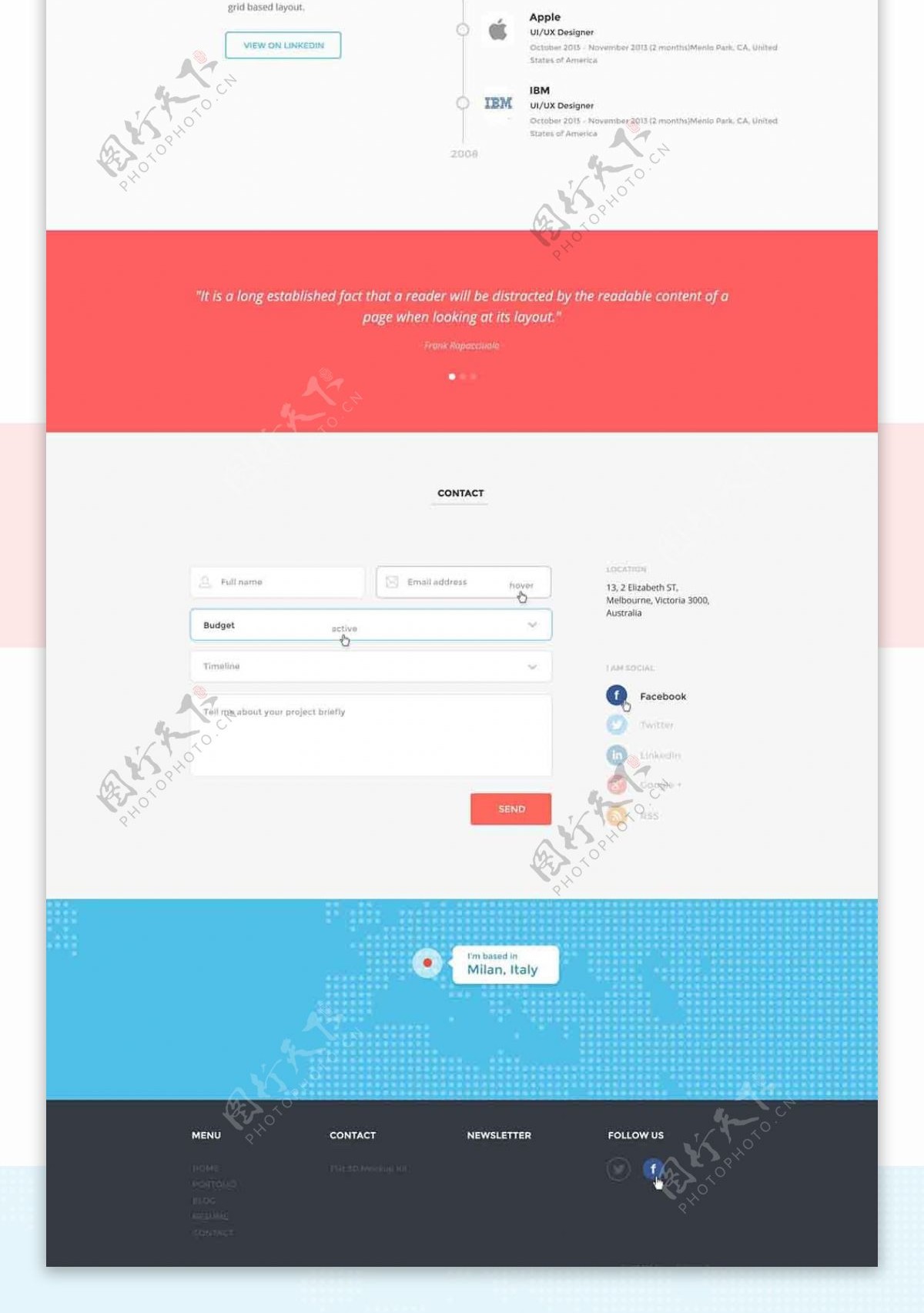 清新蓝色企业网页UI设计