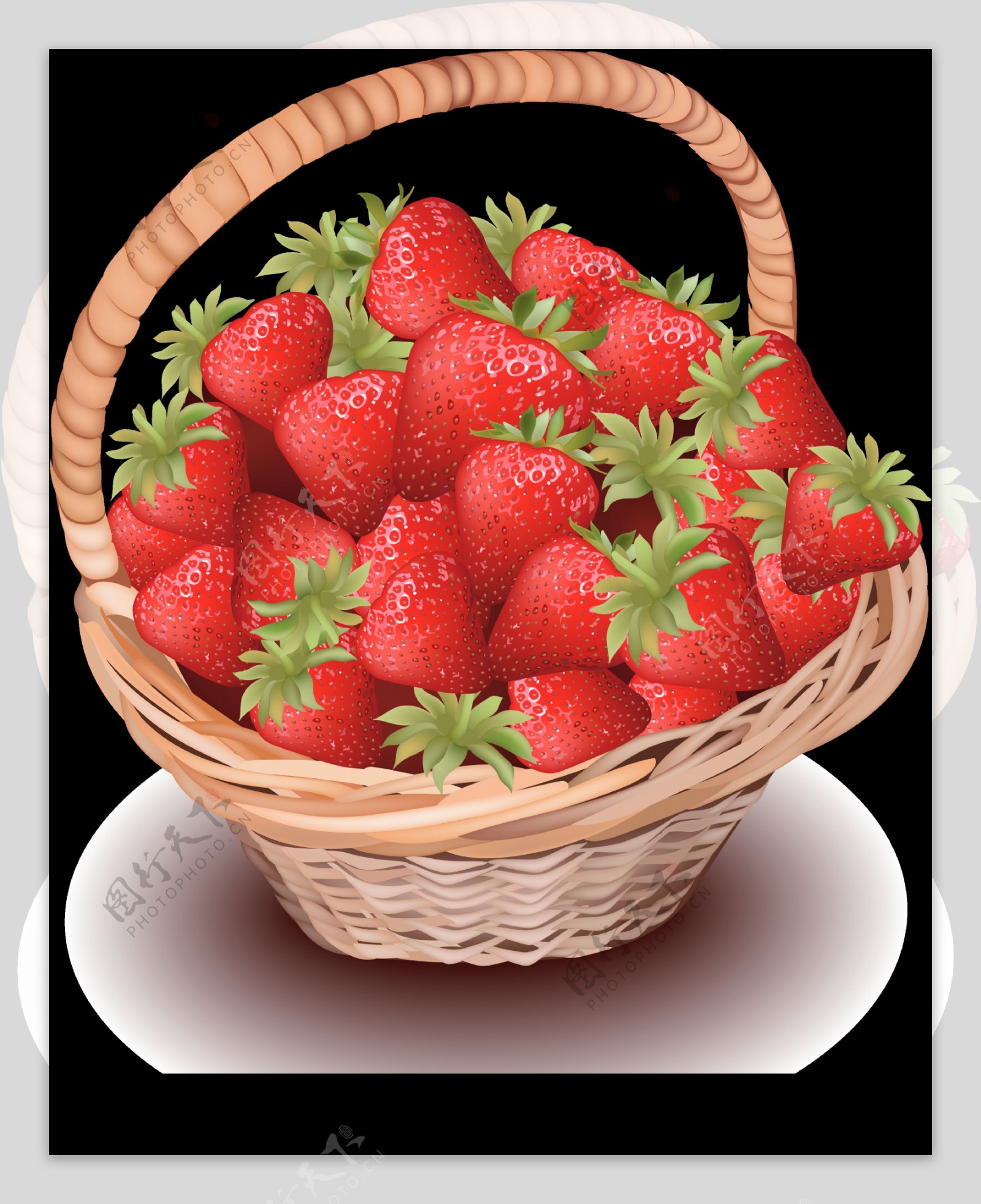 装满草莓的篮子插图免抠png透明图层素材