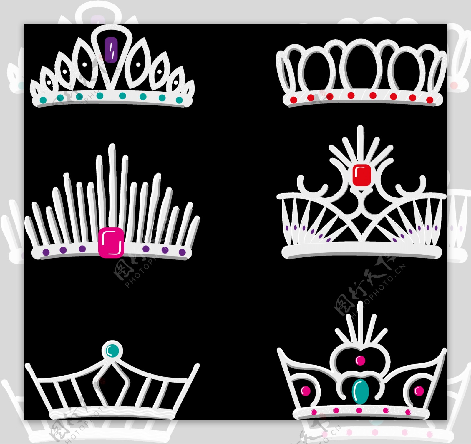 彩色钻石皇冠图标免抠png透明图层素材