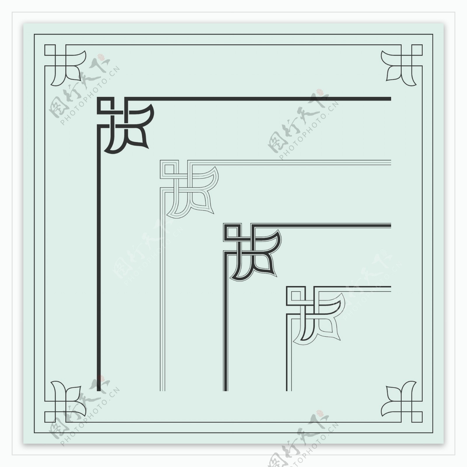 中国传统风格装饰边框纹理矢量素材下载