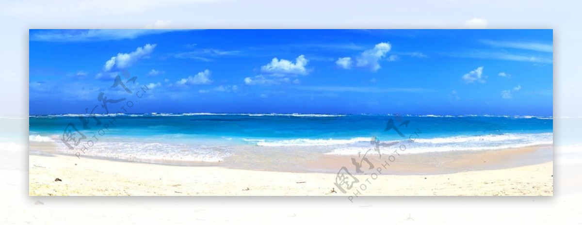 大海沙滩广角图片