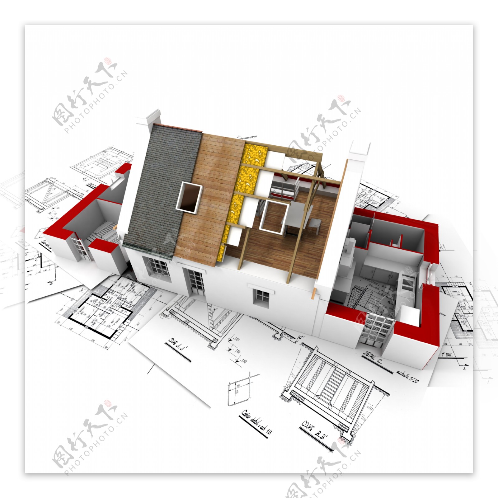 建筑平面图与房子