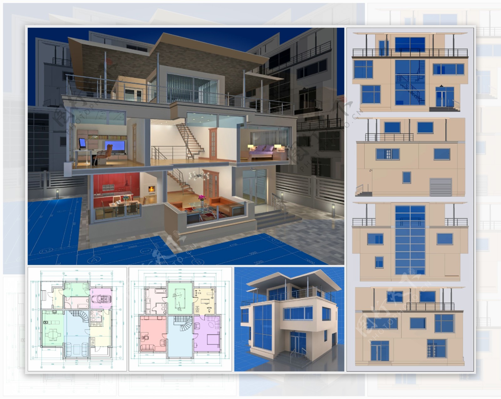 建筑平面图与3D效果图