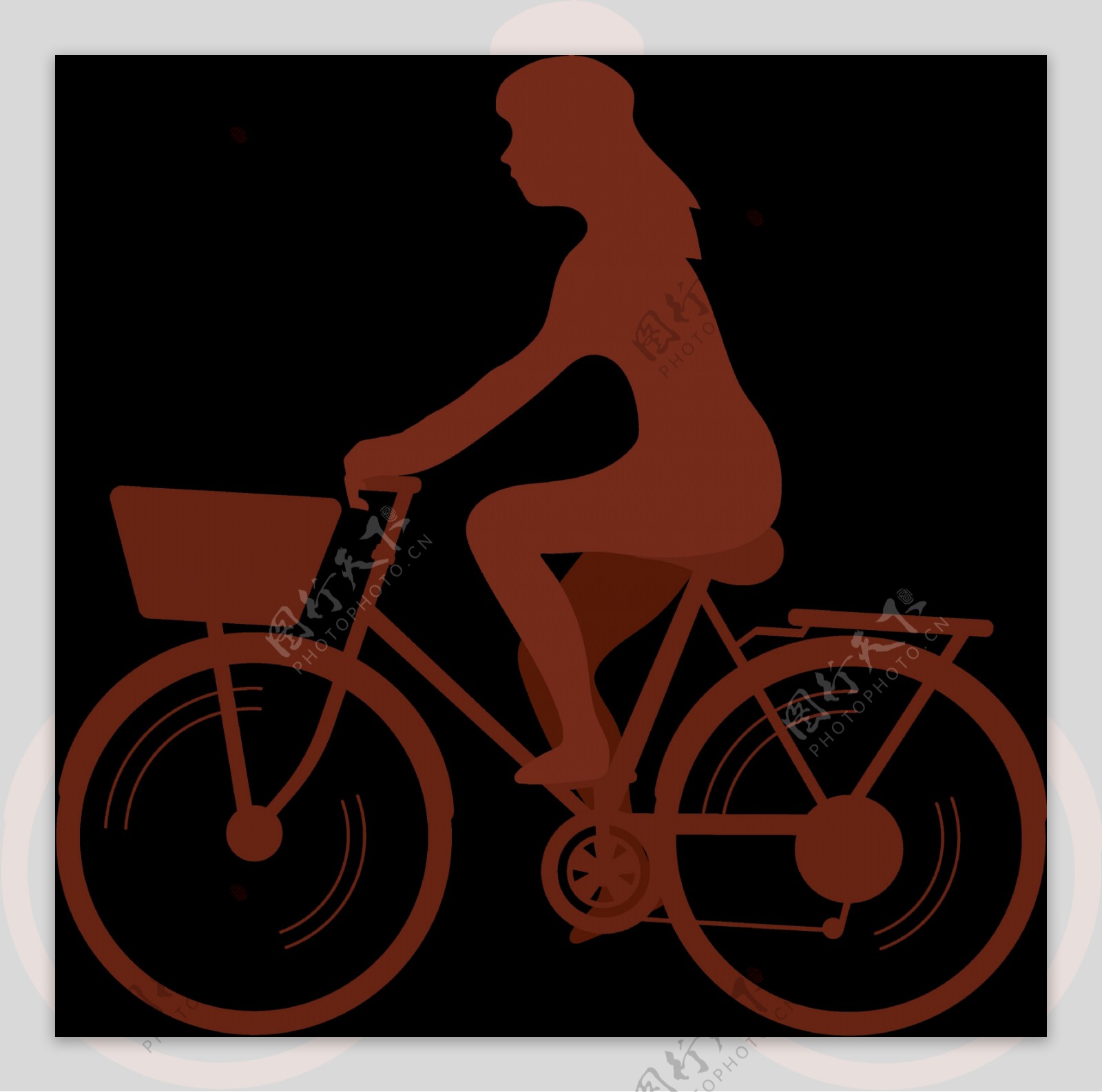 棕色自行车剪影免抠png透明图层素材