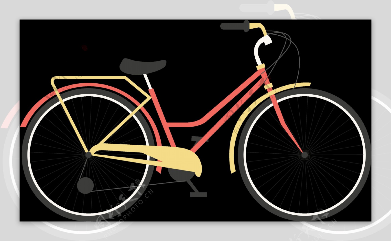 红色自行车插画免抠png透明图层素材