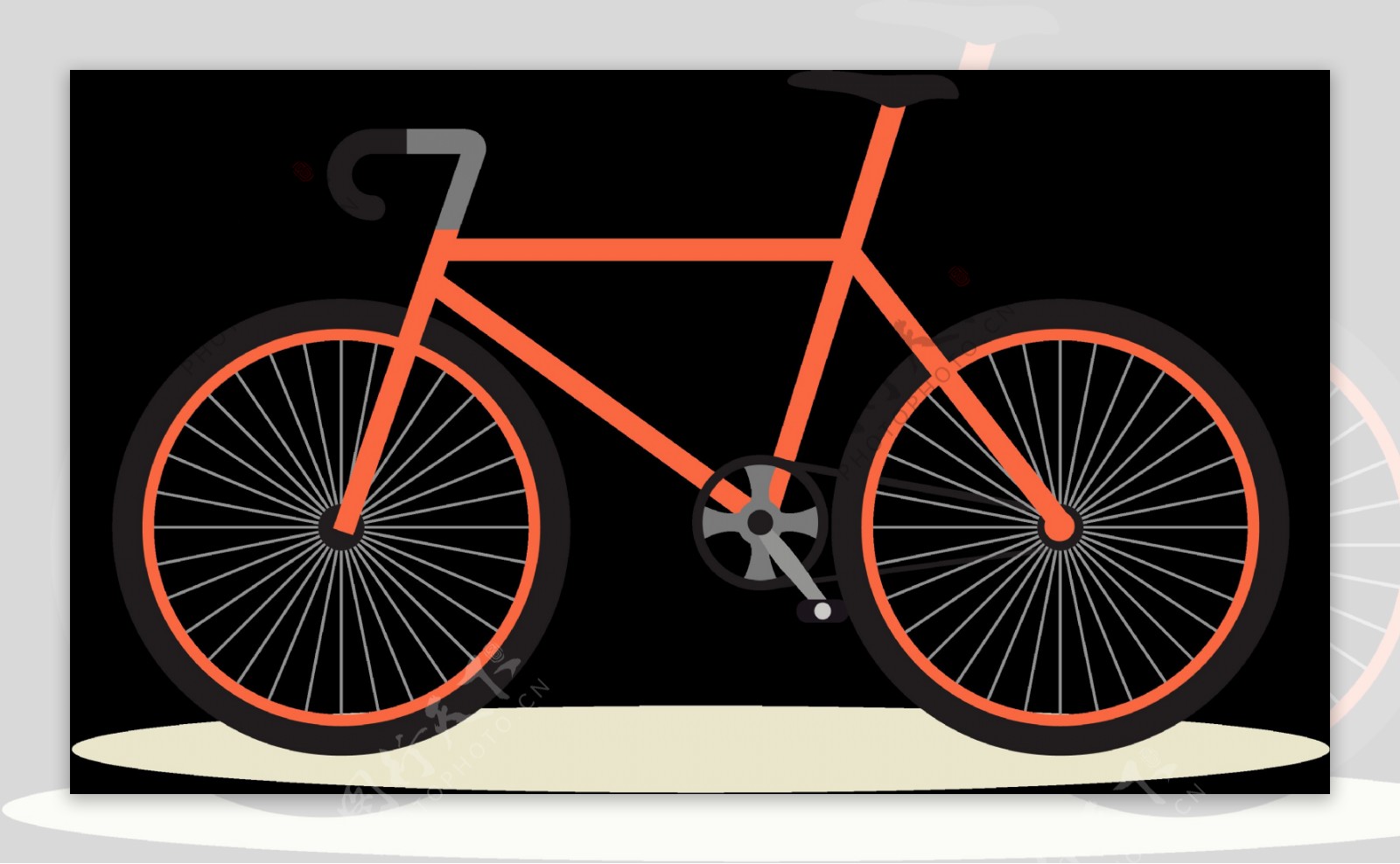 橙色单车自行车插画免抠png透明图层素材