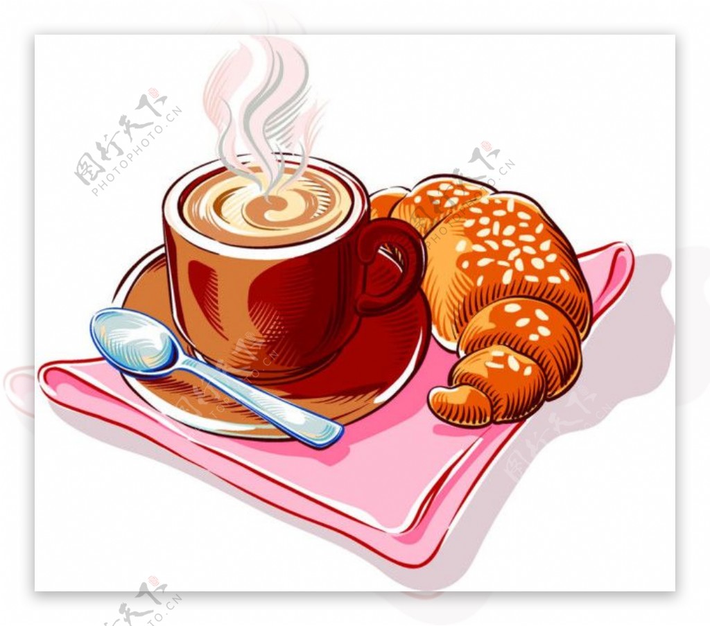 卡通面包咖啡图片