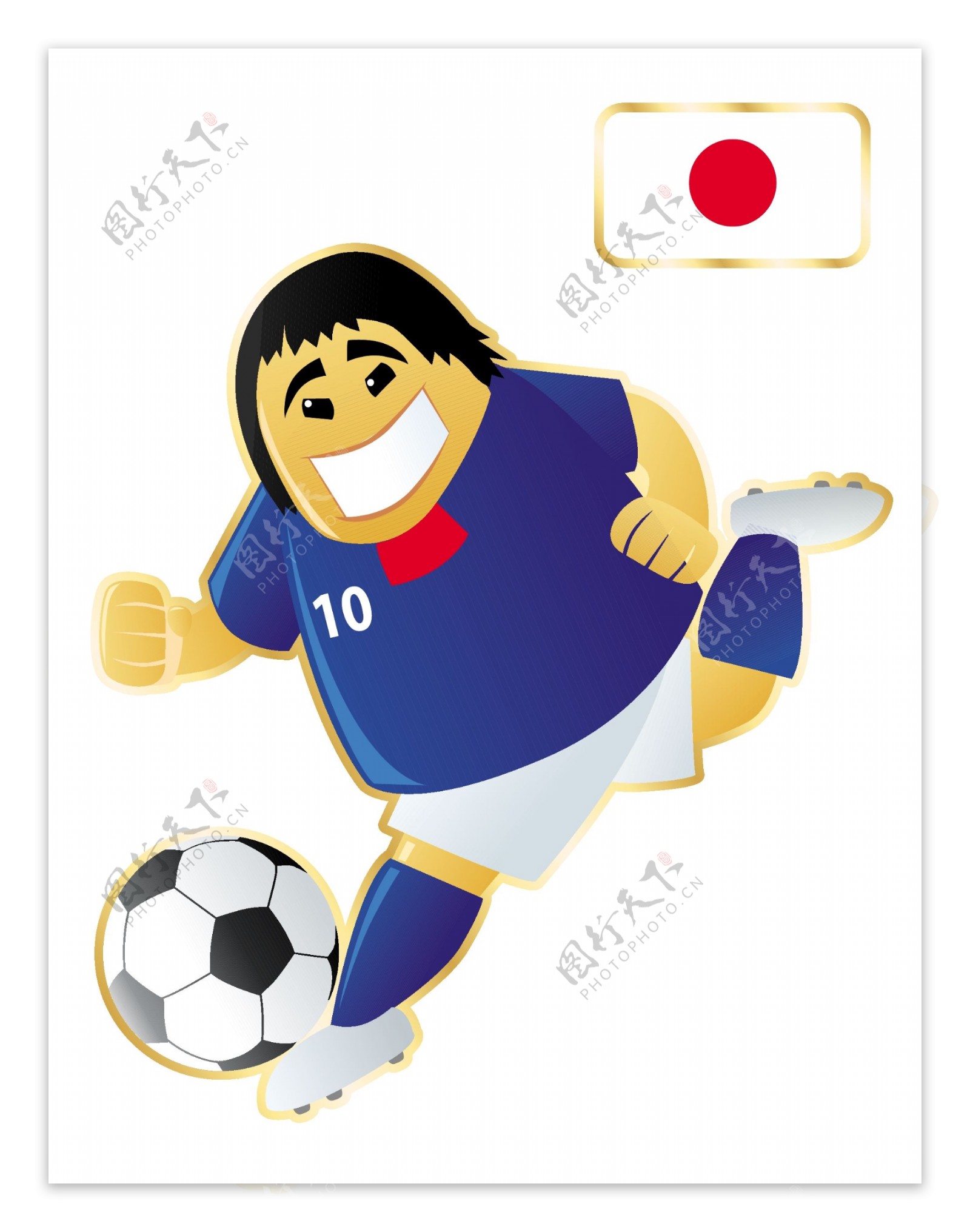 日本足球卡通人物形象矢量图