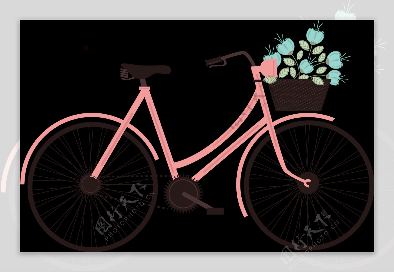 时尚粉红单车插画免抠png透明图层素材