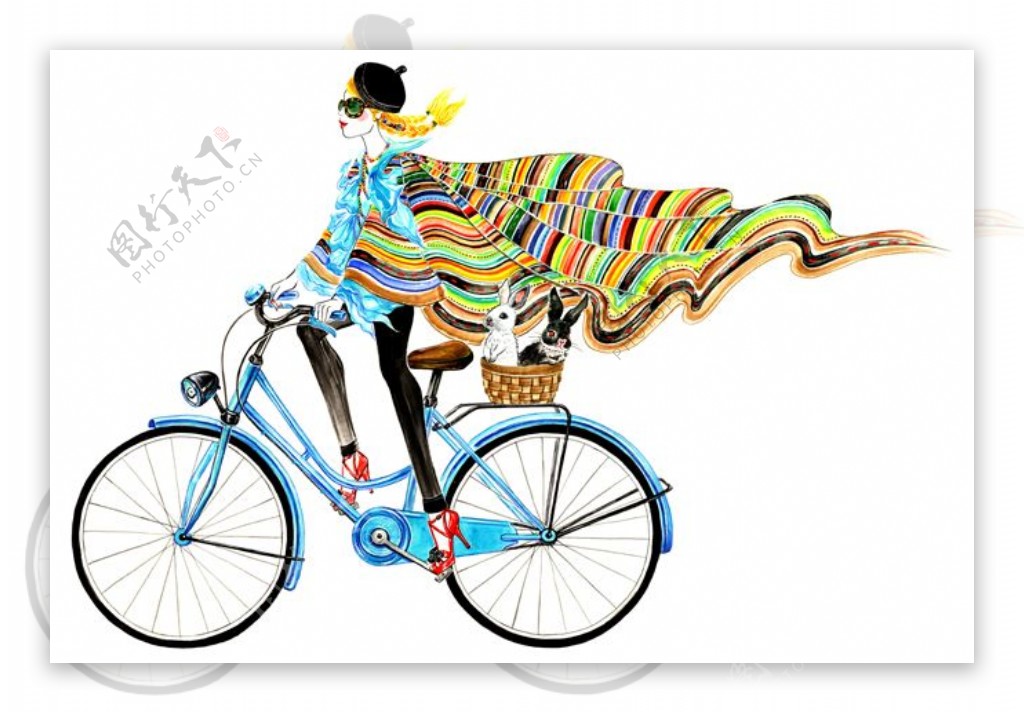 彩色自行车女装设计图