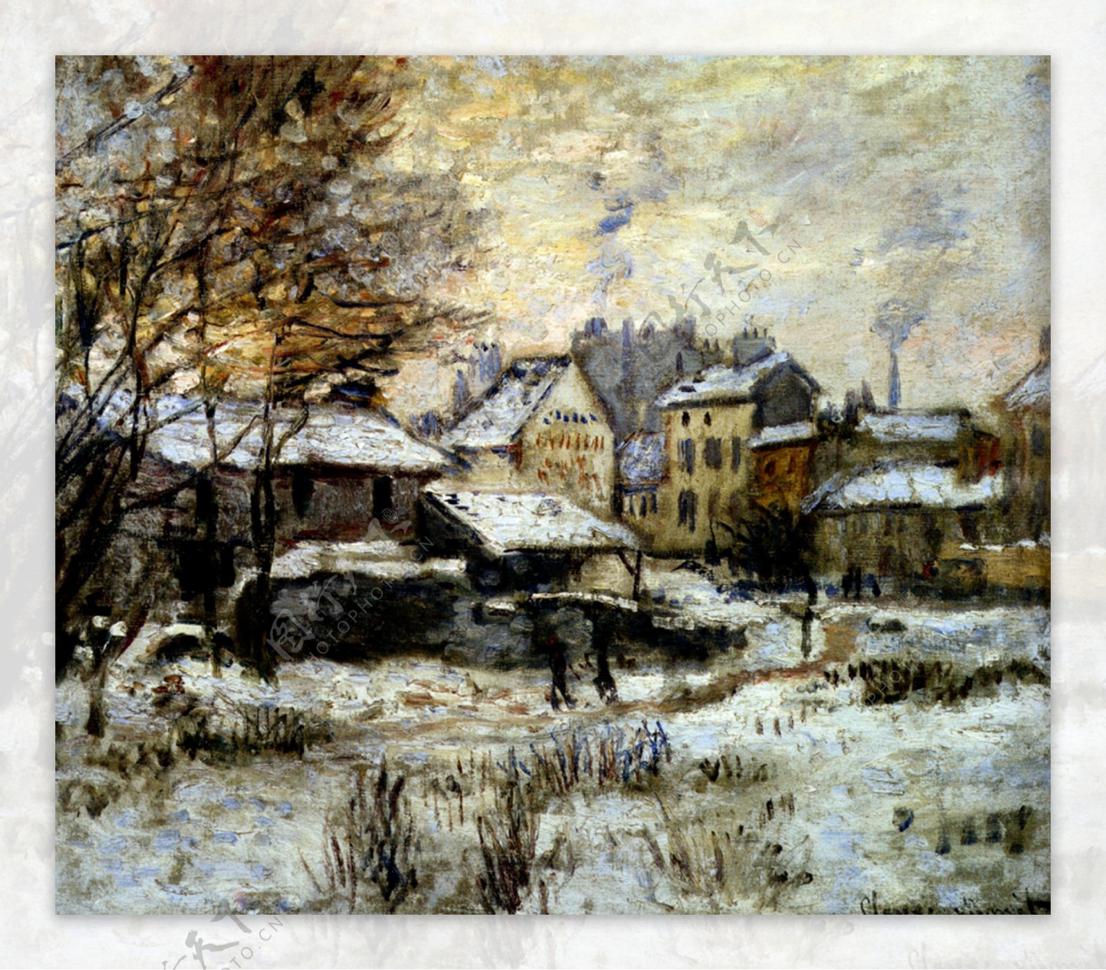 油画冬天景观图片