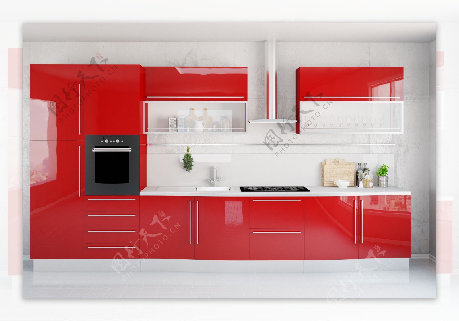 红色厨房装饰设计图片