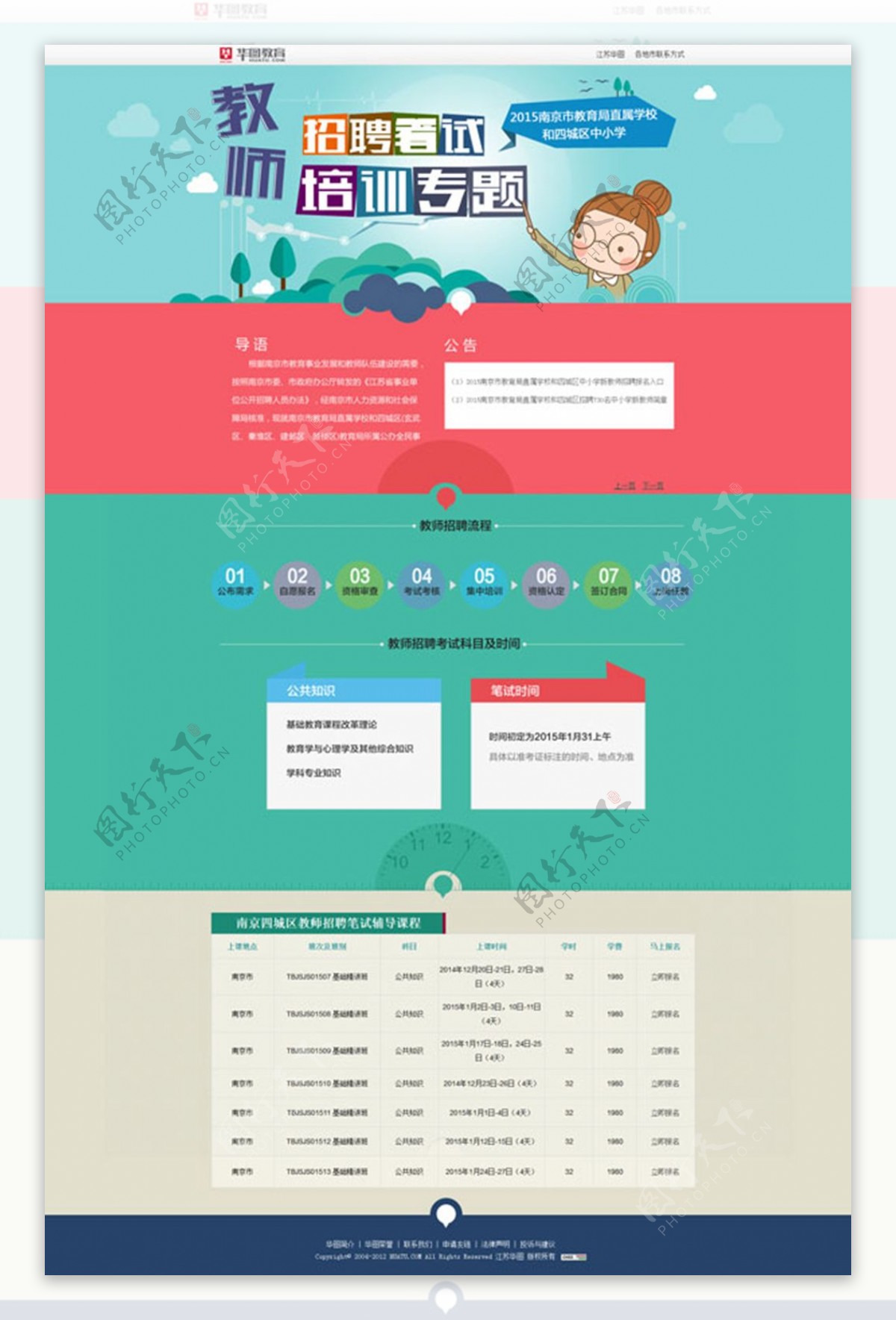 教师招聘考试专题网页psd分层素材