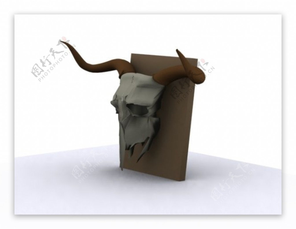牛头骨骼3D雕塑模型