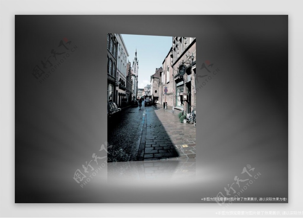 欧式风情城市街道影楼摄影背景图片